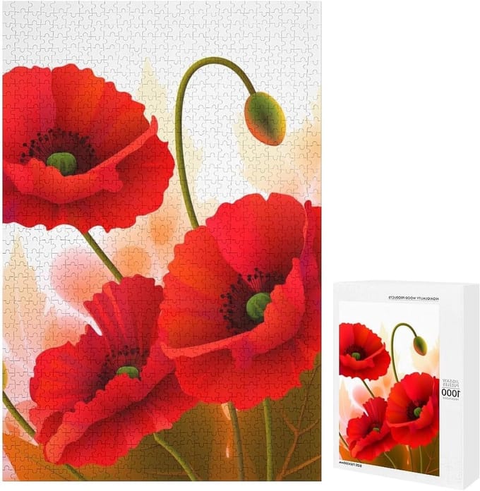 Houten Puzzel - Legpuzzel Bloemen - Ontspanning Thuis - Gladde Afwerking - 1000 Stukjes - Wit