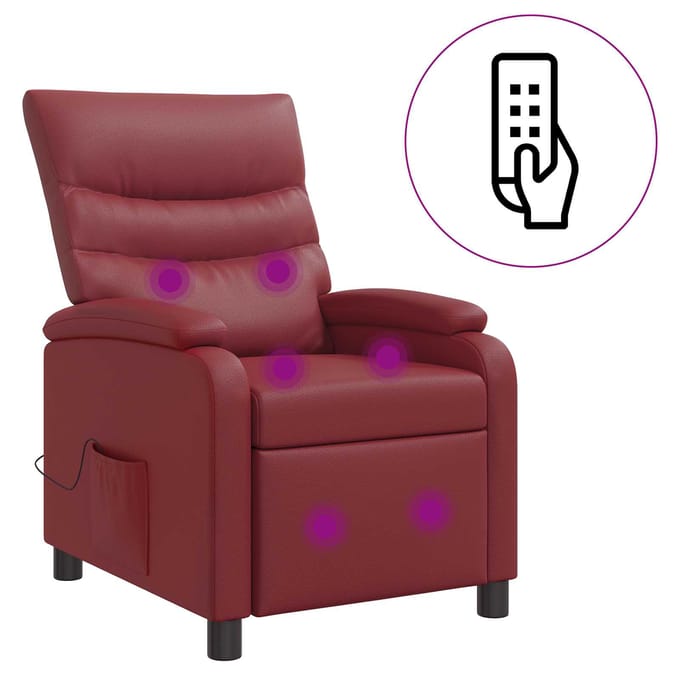 vidaXL - Massage - Relaxstoel - Wijnrood - Kunstleer