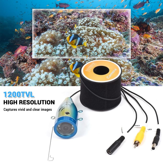 Onderwaterviscamera 12 IR LED-verlichting Waterdichte viscamera met 20M / 30M / 50M-kabel voor 50m