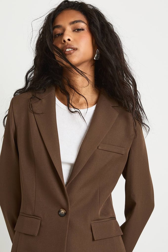 boohoo Dames Oversized op maat gemaakte blazer | Bruin | Maat: 36