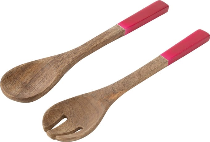 J-Line slabestek - mangohout - roze/naturel - 2 stuks