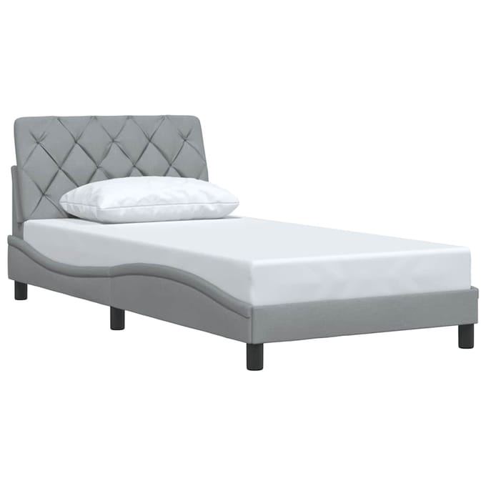 vidaXL - Bedframe - zonder - matras - 100x200 - cm - stof - lichtgrijs
