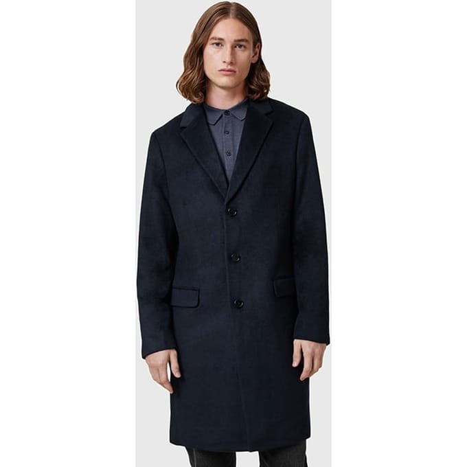 AllSaints Hal Coat Nite Blue Größe: 36 | Einreihige Mäntel Outlet | Herren | Blau
