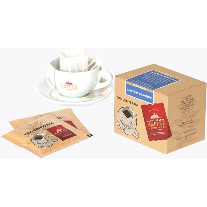 Hannoversche Kaffeemanufaktur Drip Coffee Box Allstars Selectie | 10 porties | Midden-Amerika, Zuid-Amerika, Afrika, China | Filterkoffie Cadeau