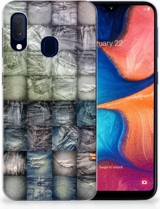 Silicone Back Cover Samsung Galaxy A20e Spijkerbroeken
