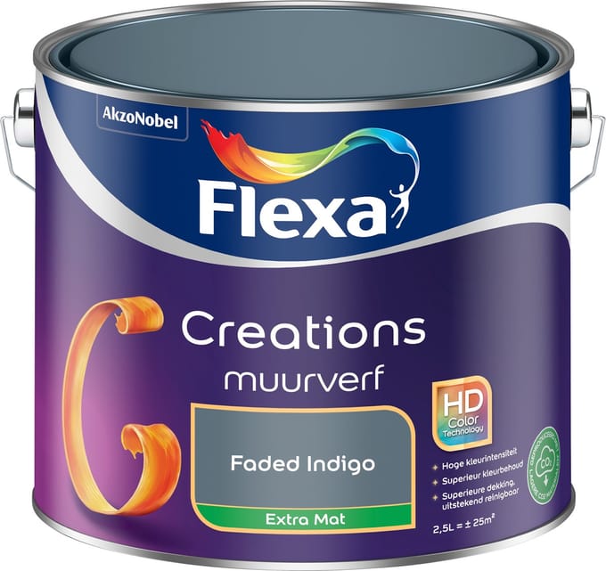 Flexa - Creations Muurverf Extra Mat - Faded Indigo - 2,5 L