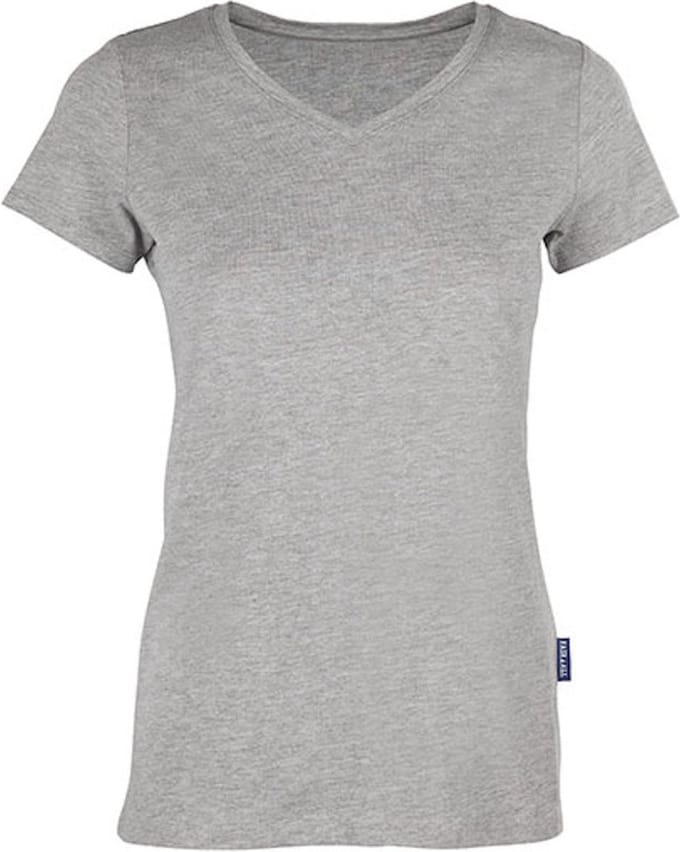 HRM - Women´s Luxury V-Neck Tees - Grey Melange - XL