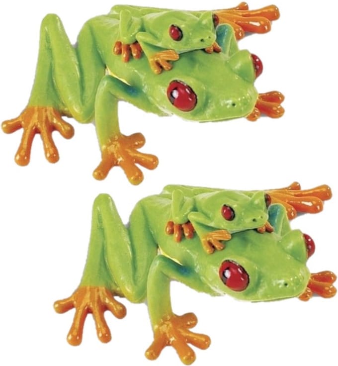 Roodoog boomkikker - 2x - plastic speelgoed - dieren figuur - 7 cm