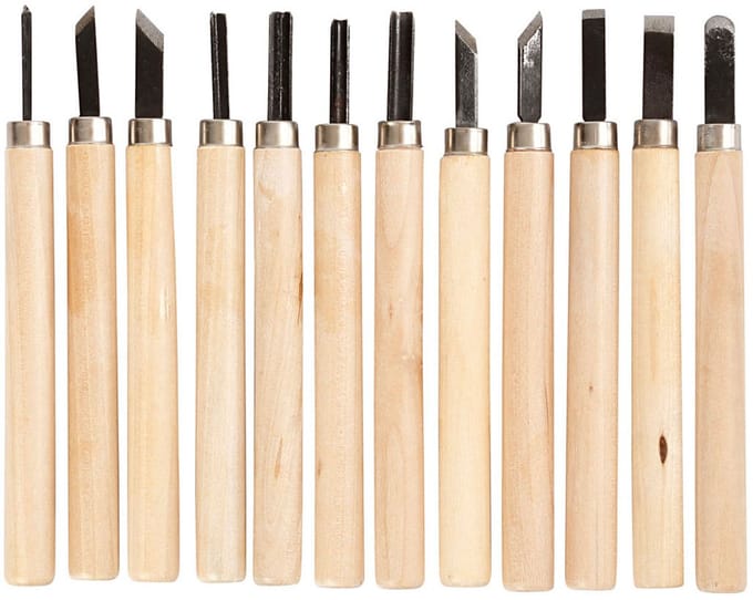 Houtsnijset, 12 assorti