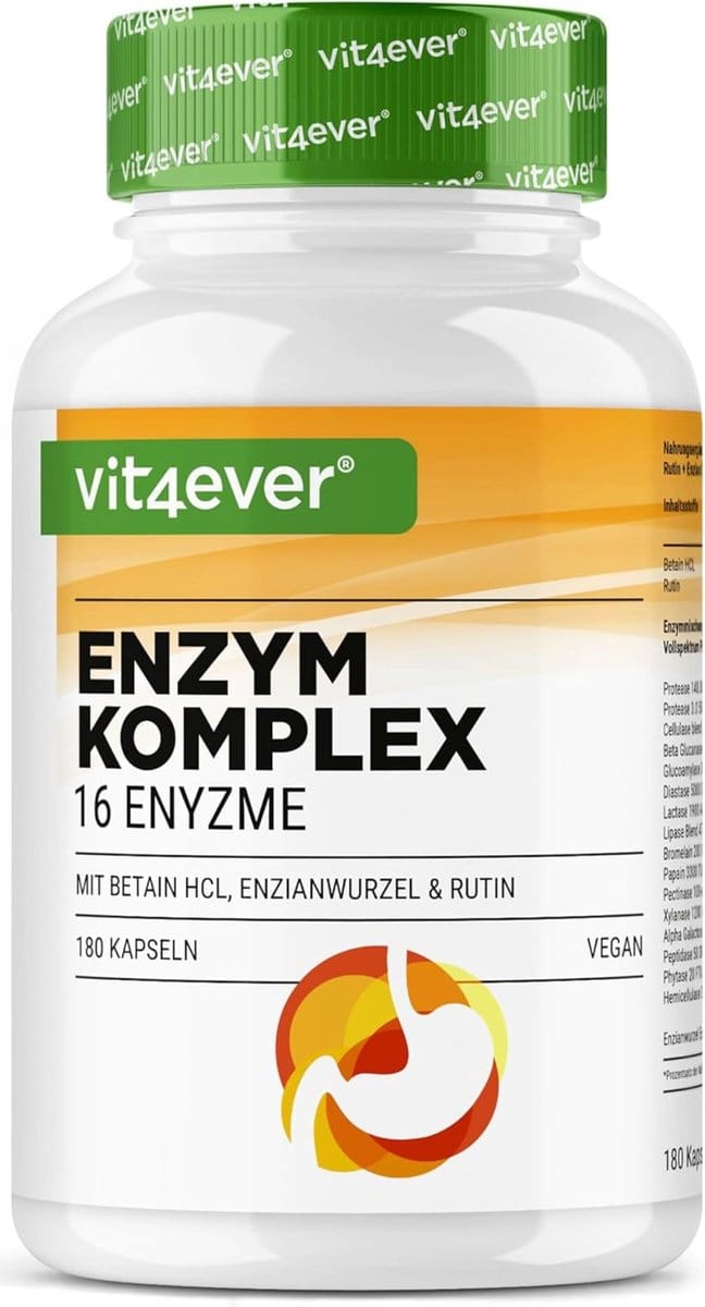 Vit4ever Enzymencomplex - 18 actieve ingrediënten - spijsverteringsenzymen - 120 capsules