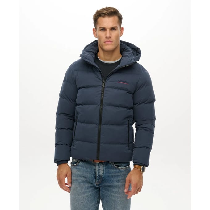 Superdry - Microvezel Sport Puffer Jas Met Capuchon - Heren - Gewatteerde jassen