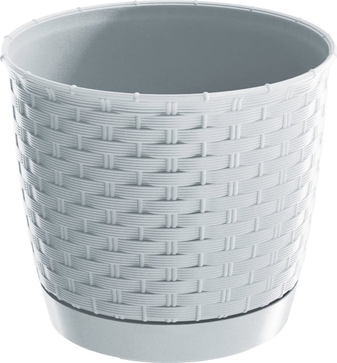Prosperplast Ratolla kunststof plantenpot - parel wit - diameter 14,5 cm - hoogte 12,5 cm - vorstbestendig