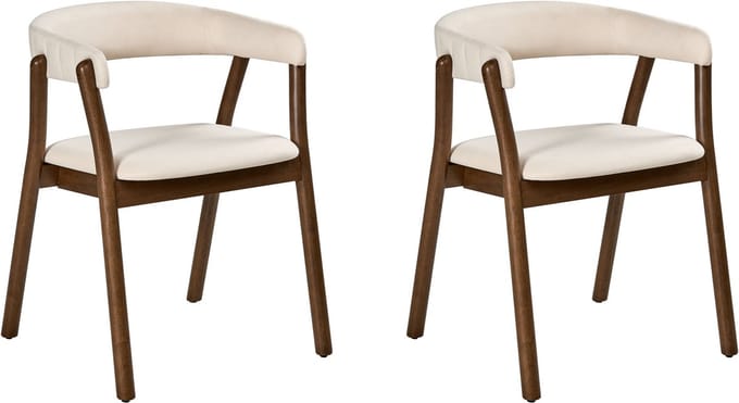 MYLO - Eetkamerstoel set van 2 - Donkerbruin/Gebroken wit - Hout