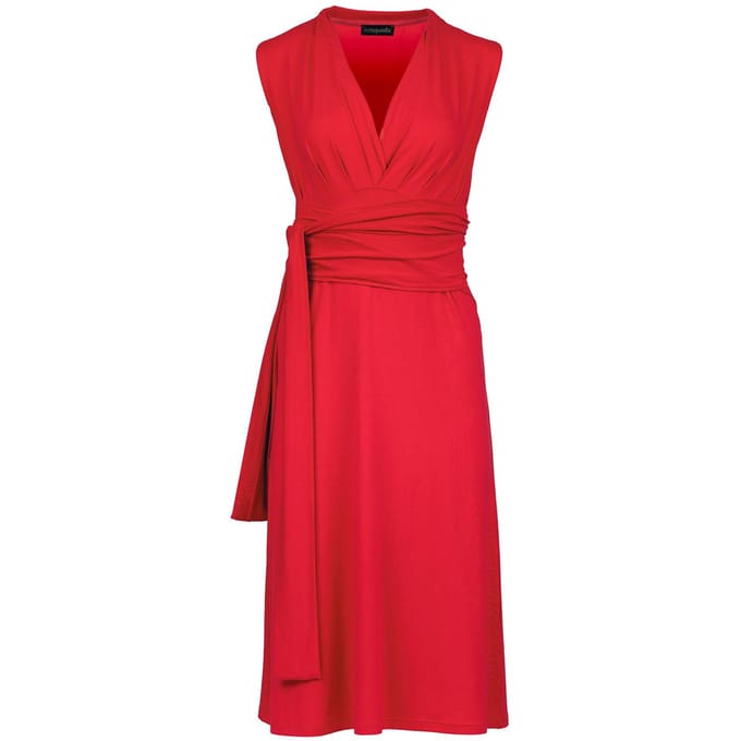 Mouwloze Empire Line-jurk in rood