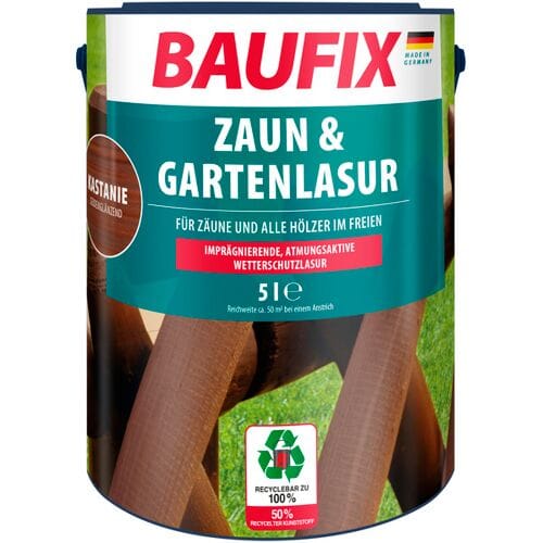 BAUFIX Schutting- en tuinbeits 5 liter (Kastanje zijde glanzend)