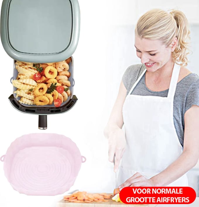 Siliconen Airfryer Mandje Medium (18cm) – Roze – Accessoires Voor Airfryer
