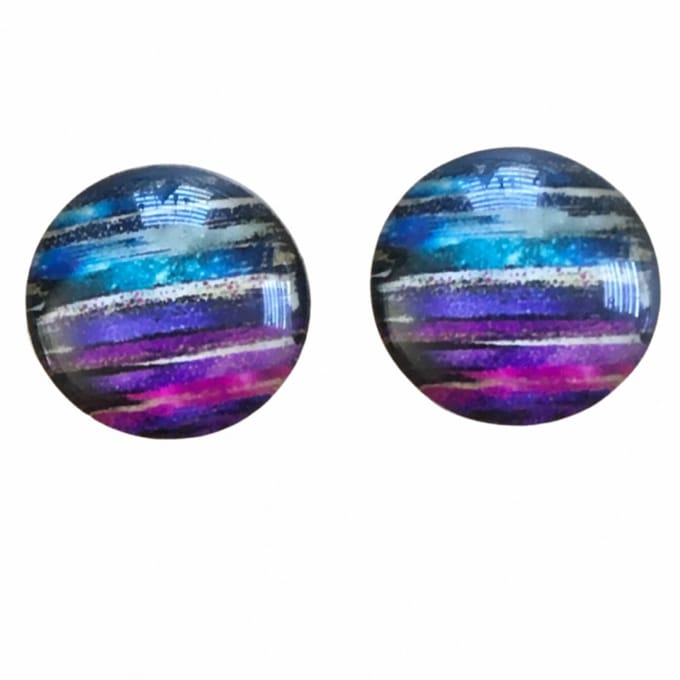 clip oorbellen Paars Blauw 2 cm