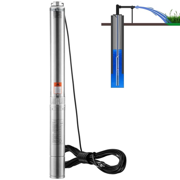 Pompe Submersible pour Puits Profond Pompe à Eau Inox 1100W 7.1 m³/h 105 m
