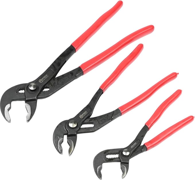 Hofftech Automatische waterpomptang set - extra grip - 175/250/300 mm - rood
