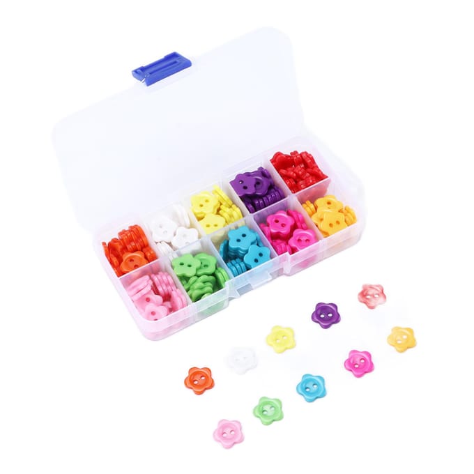200 stuks Naaiknopen 14mm DIY Handgemaakt Bloemvormig Kledingaccessoires met Opbergdoos