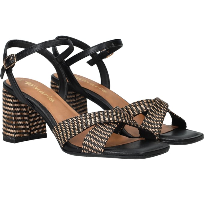 Tamaris Sandalen met hak zwart Textiel - Maat 36