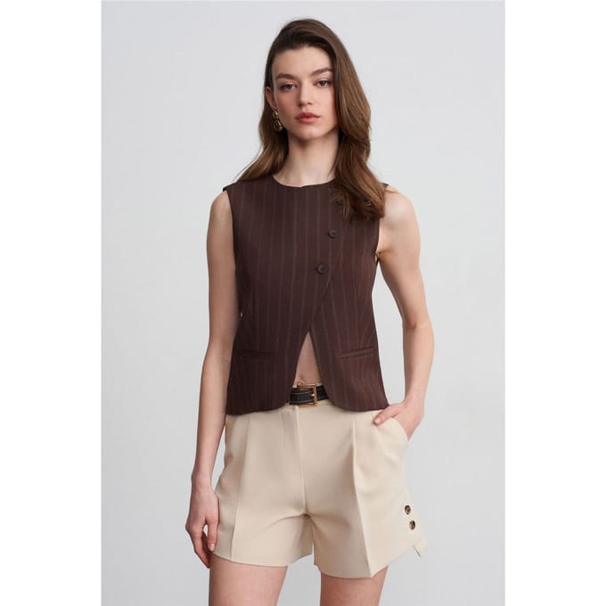 Hoogwaardige Tailored Crepe Shorts met Ceintuur