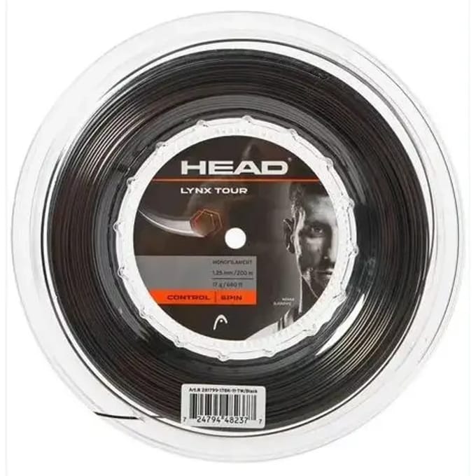 HEAD Lynx Tour Reel Rol Snaren 200m-Zwart