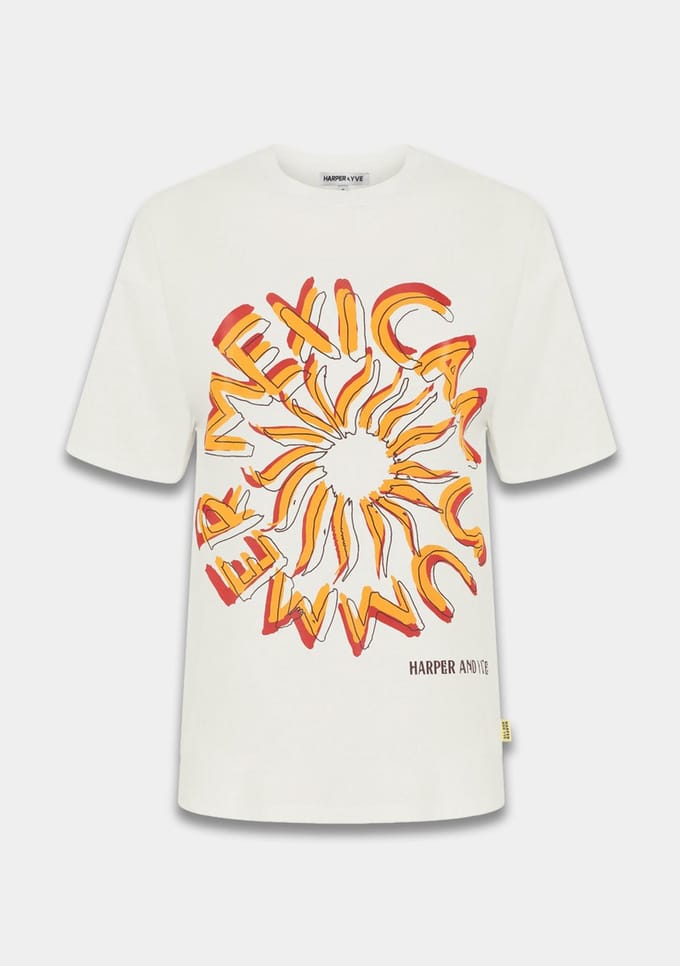 Harper & Yve T-shirt Mexicansun Ss Hs6y308 101 Ecru Dames Maat - S