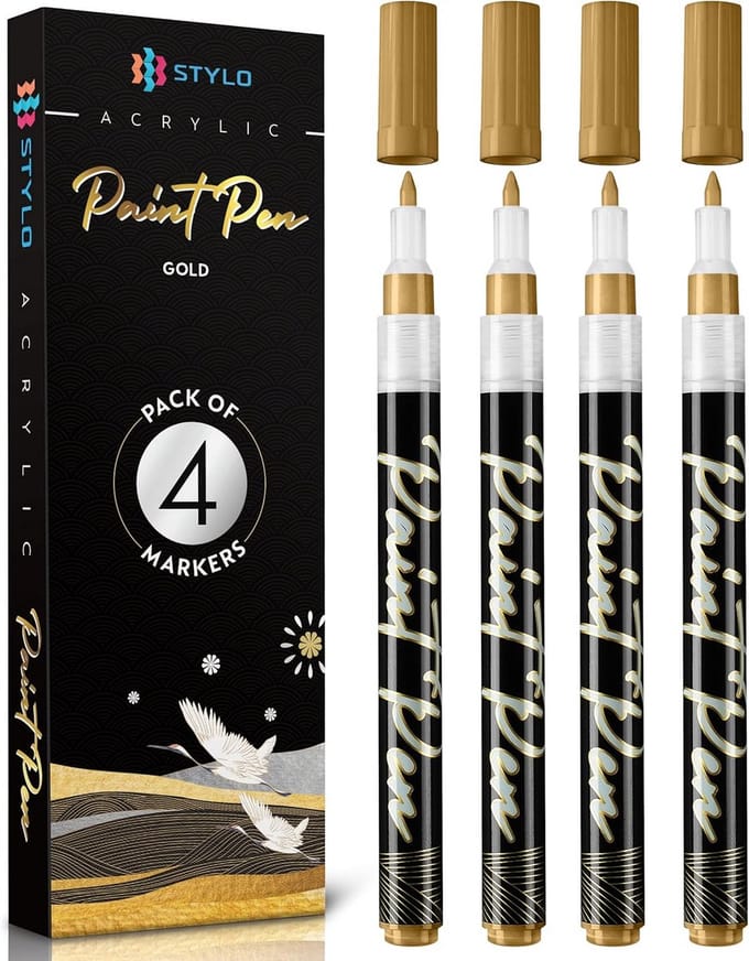 Acrylverf Pennen - Metallic Markers - Creatief Schilderen - Permanente Inkt - 4 Stuks - Goud