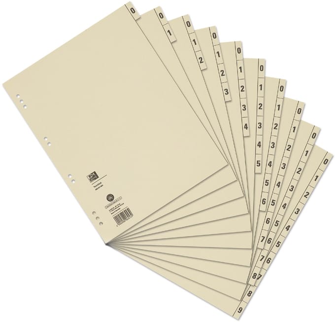 Oxford scheidingsbladen, 2-zijdig bedrukt, chamois, 240 x 300mm
