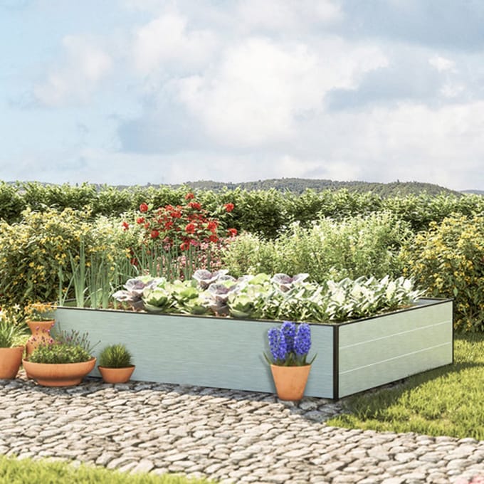 195 x 150 x 39 cm Moestuinbak Halfsize, Aluminium (geanodiseerd)