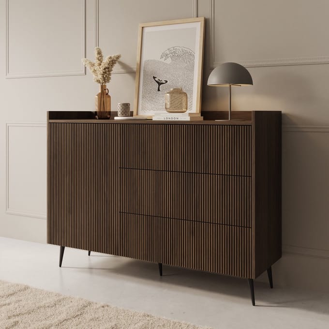 Meubella - Asty - Dressoir - Donker eiken - 126x41x92 cm