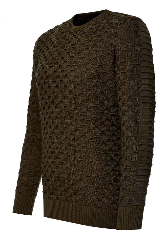 Chunky patroon effen kleur trui met ronde hals