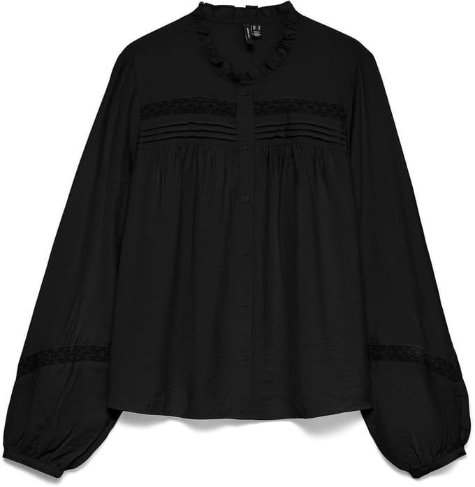 Vero Moda Blouse Vmcasey Ls Lace Shirt Wvn Noos 10351387 Black Dames Maat - M