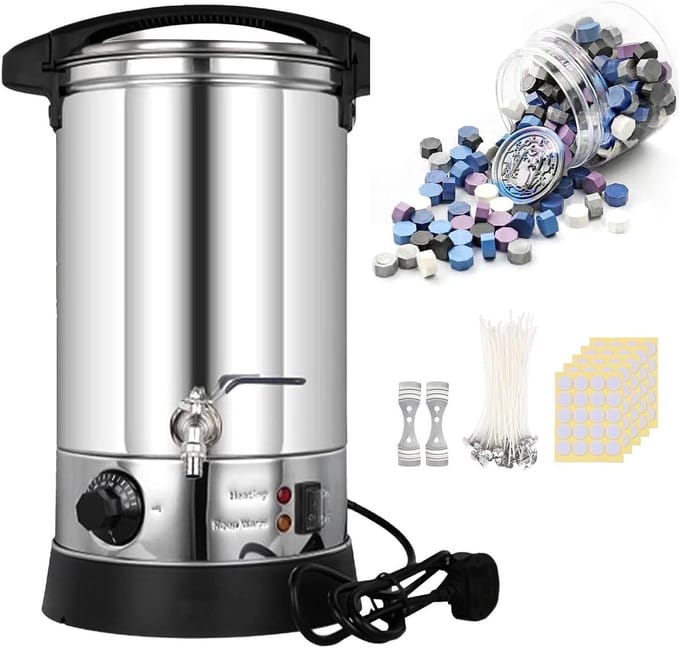 Was Smelter - Kaarsen Maken - Knutselen Thuis - Instelbare Temperatuur - 10L Capaciteit - Zilver
