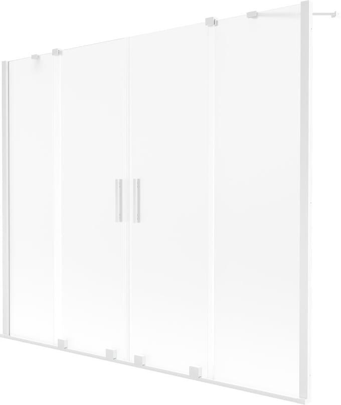 Mexen Velar Duo badwand 2-delig schuifbaar 200 x 150 cm, mat, wit - 896-200-000-32-20