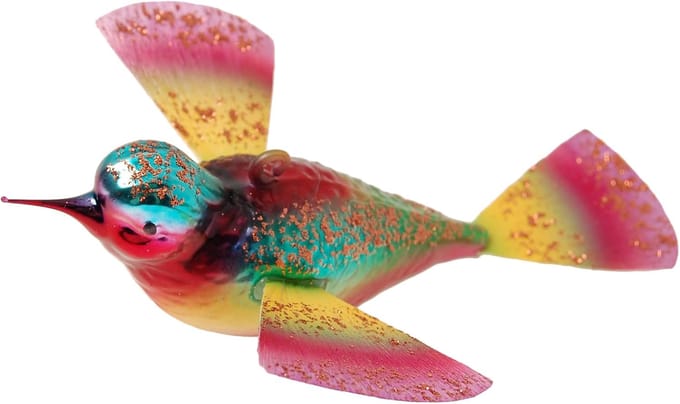 Krebs Glas Lauscha Vogel Clip Decoratie - Fantasy Roze - 11cm - Made in Germany