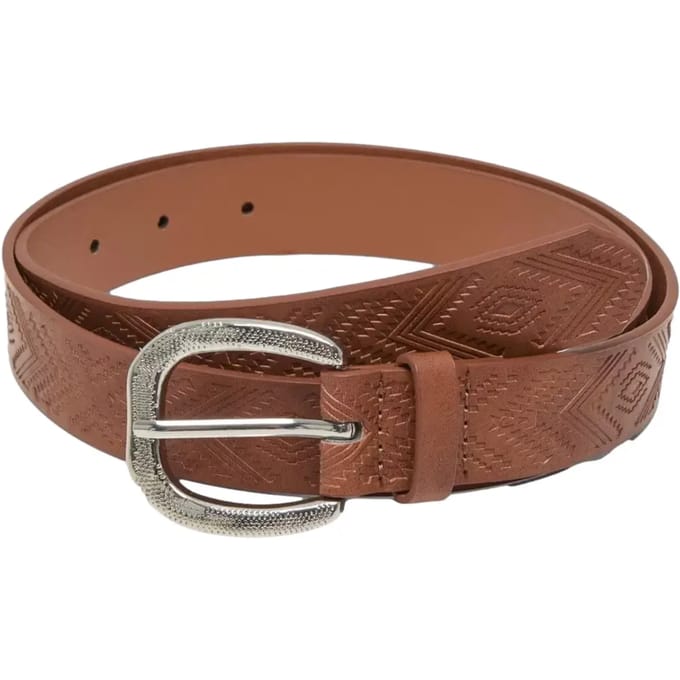 Urban Classics Riem - Leather Imitation Punched Pattern Belt - voor Vrouwen - bruin