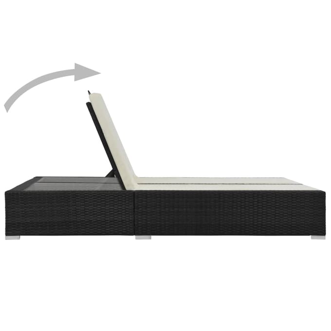 vidaXL - Ligbed - tweepersoons - poly - rattan - zwart