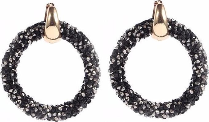 Ronde oorbellen Crystal Gold Blue