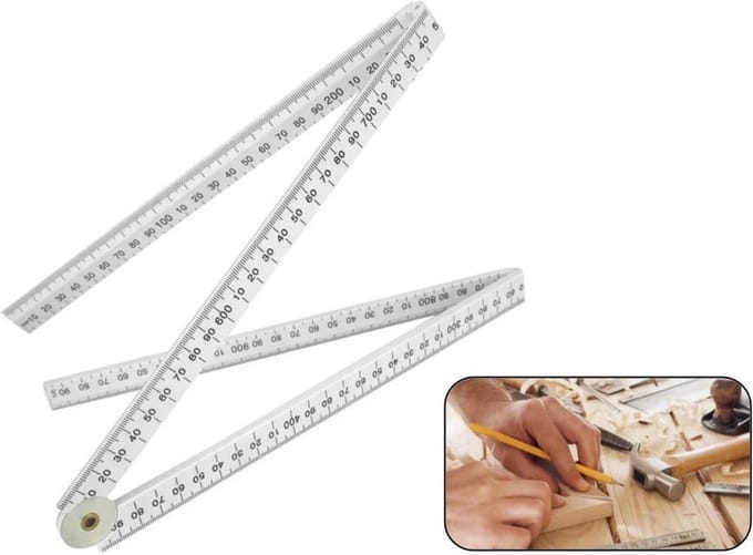 PD® - Duimstok - 1 meter - 2 zijden metrisch - Wit