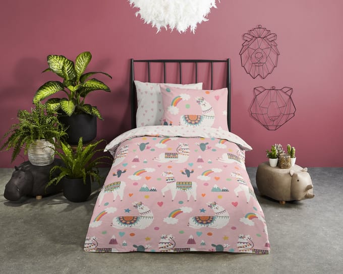Pure dekbedovertrek lama / alpaca - 1 persoons 140x200/220 cm - Roze - Microvezel