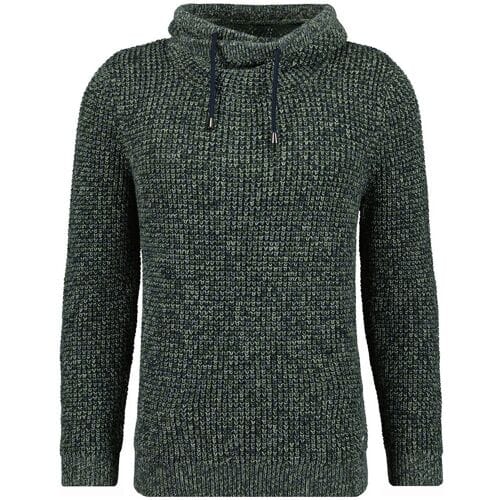 Ragman Trui Texture Knit Stand Up Maseltov Drawstring Collar Donker Groen / male