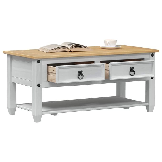 vidaXL - Salontafel - Wit - 100 - x - 48 - x - 45 - cm - Massief - grenenhout