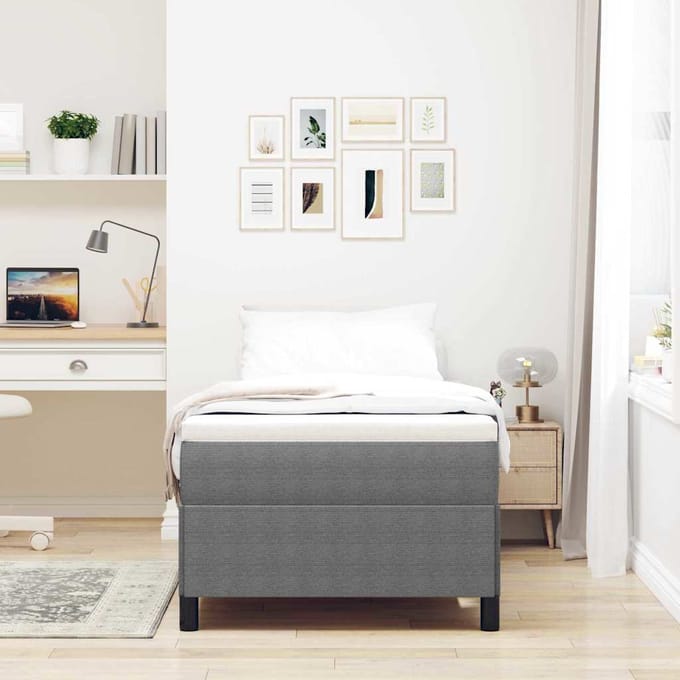 vidaXL - Boxspring - bed - Lichtgrijs - 90 - x - 200 - cm - Corduroy - stof
