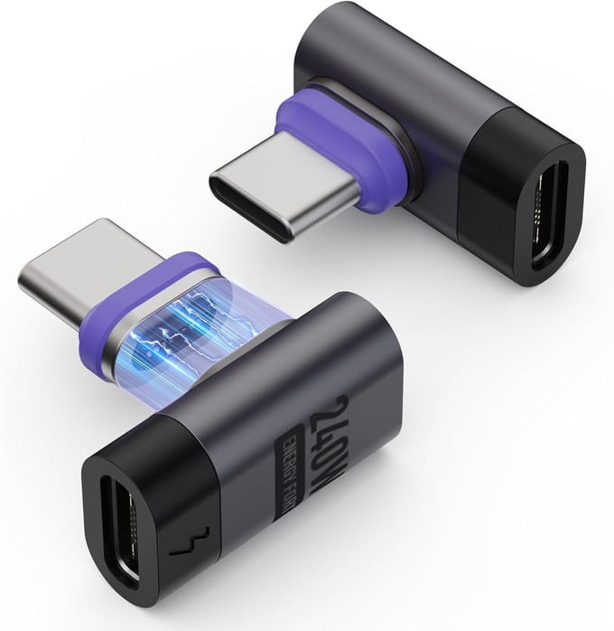Magnetische USB-C Adapter - USB C Connector - Snel Opladen - 240W PD3.1 - 2 stuks - Zwart