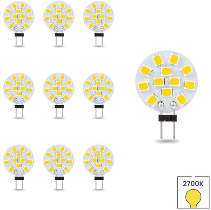 Lybardo - G4 LED Lamp / GU4 LED - 10-pack - 12 volt - 1.6W - 2700K Warmwit Licht - 120 lumen - Vervangt 15W