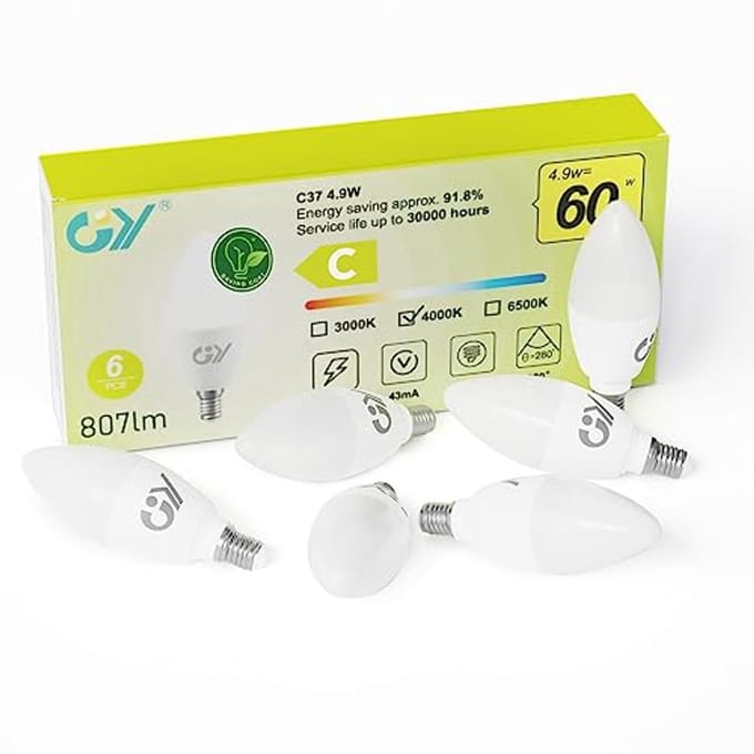 E14 LED Lamp C37 4,9W 807 Lumen 4000K - 6 Stuks