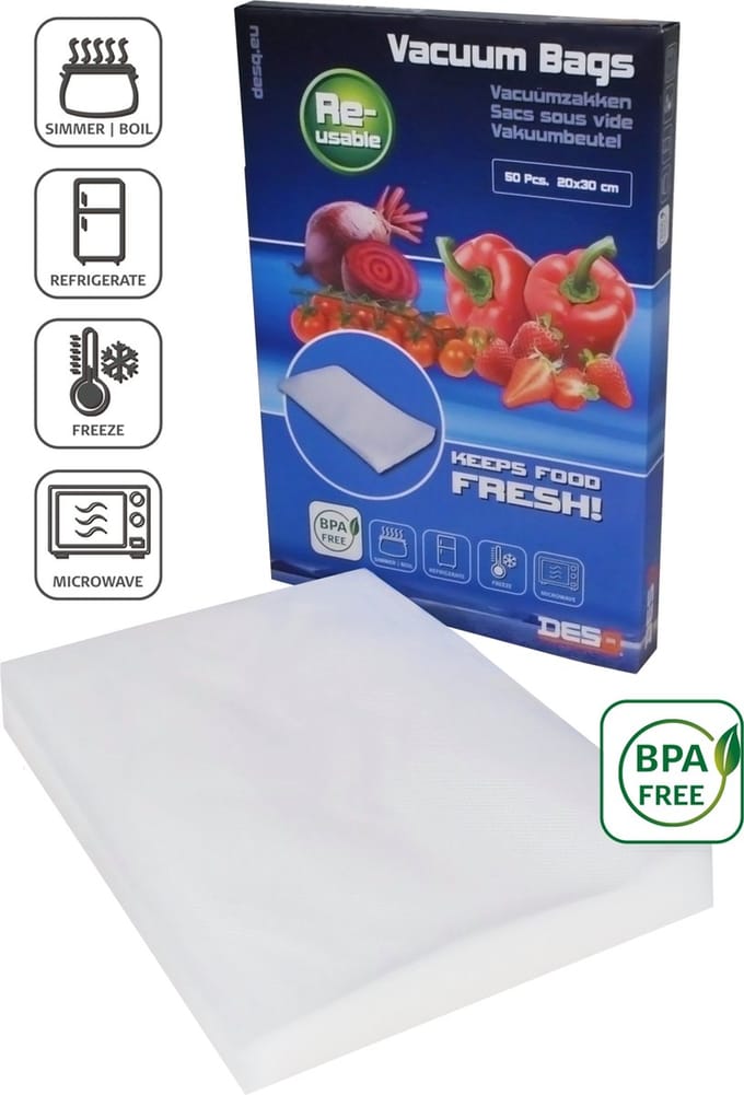 DESQ® | Vacuümzak 20 x 30 cm | 9 laags | Microstructuur | 100 Stuks