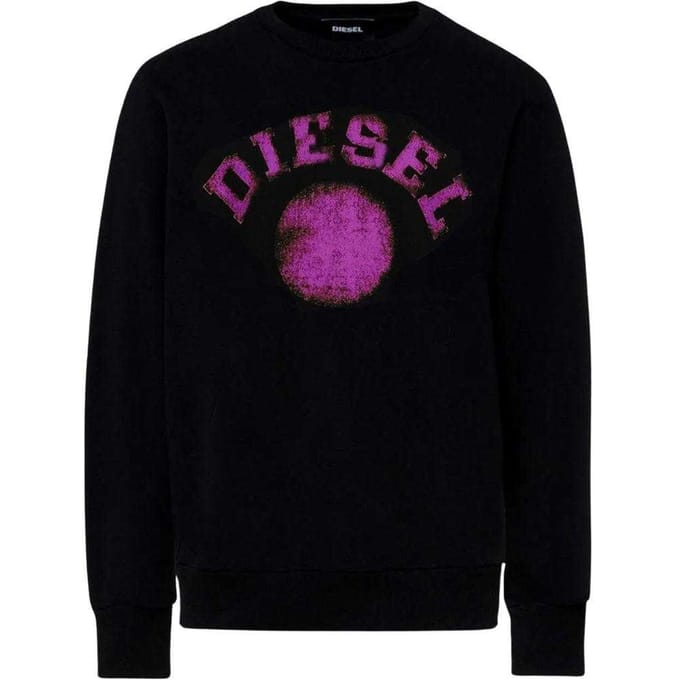 Diesel Heren Vervaagde Punt Logo Sweatshirt (Zwart)
